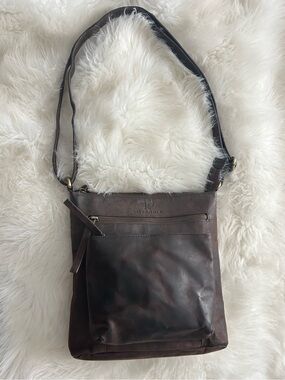 Luxeoria brown leather crossbody bag with multiple zippered compartments
